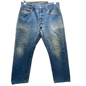 Vintage Levi’s 501XX Blank Tab Jeans Men's 34x31Blue Hemmed 30" Button Fly Denim